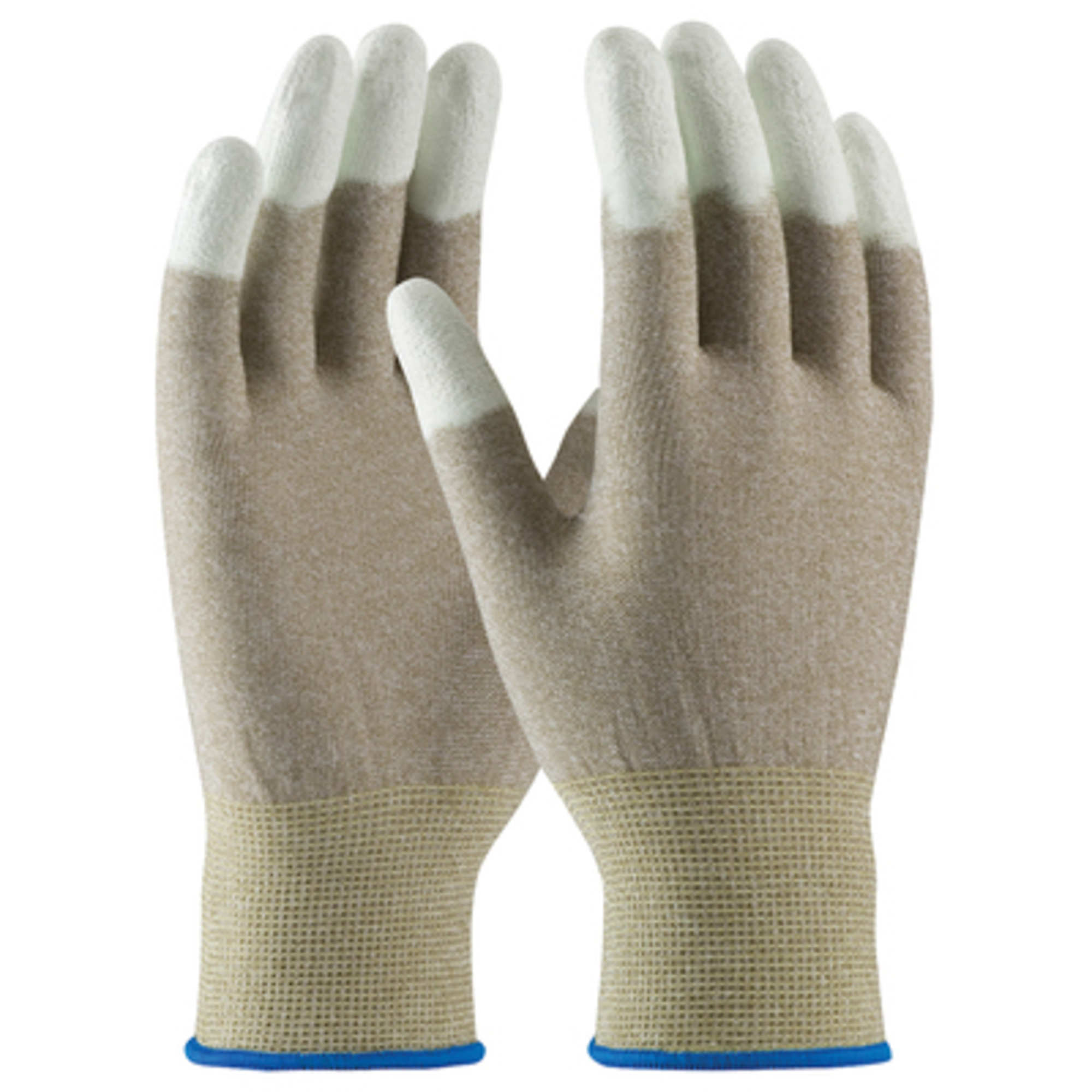Stock Packaging ESD Fingertip Coated Nylon Gloves - Large 12/CS